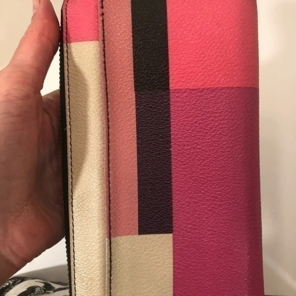 Kate spade pink color block clutch wallet